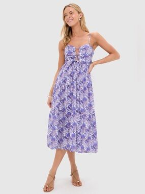 Hyacinth House Purple Multi Floral Corinne Cut-Out Midi Dress Tuckernuck S